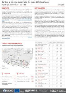 Evaluation multisectorielle dans les zones difficiles d'accès en RCA, Sud-est 2, RCA - Avril 2021