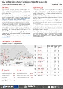 Evaluation multisectorielle dans les zones difficiles d’accès, Sud-Est 1 de la République Centrafricaine – Décembre 2020