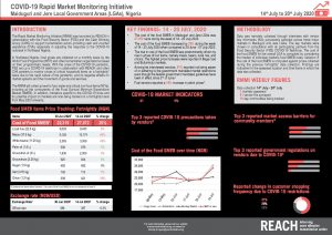 COVID-19 Rapid Market Monitoring factsheet, Nigeria – 14-20 July 2020