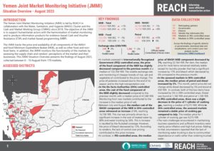 REACH Yemen Situation Overview, Joint Market Monitoring Initiative (JMMI), August 2023
