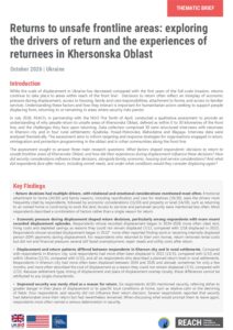 REACH Ukraine, Unsafe Returns in Khersonska Oblast (October 2026)