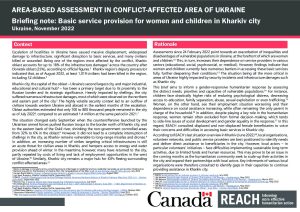 REACH Ukraine Briefing note: Basic service provision for women and children in Kharkiv city, November 2022