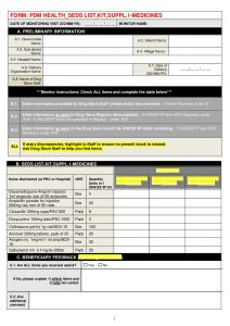 IMPACT - UNICEF Third-Party Monitoring - SEDSL PDM Form, Supplement 1: Medicines
