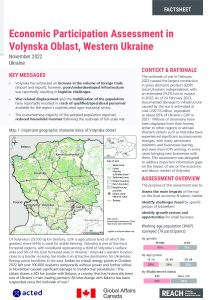 REACH Ukraine Economic Participation Assessment in Volynska, Western Ukraine, Factsheet (November 2022)