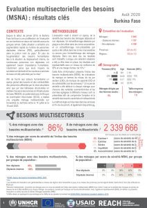 Evaluation Multisectorielle des Besoins (MSNA) au Burkina Faso, fiche d'information - 2020