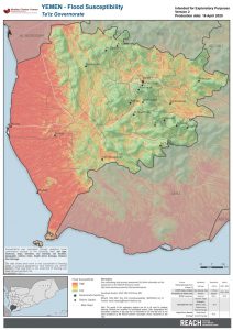 REACH YEM MAP Ta'iz HVA FloodSusceptibility 16APR2020 A4 V2