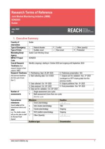 REACH, Sudan, Joint Market Monitoring Initiative (JMMI), ToR, July 2023
