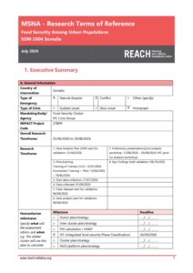 REACH Somalia Food Security Assessment Among Urban Populations - Terms of Reference (July 2026)