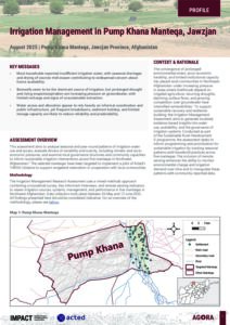 AGORA Afghanistan Irrigation Management Pump Khana, Profile (26-05-2025 – 13-06-2025)