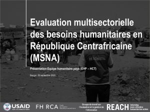 Evaluation Multisectorielle (MSNA) en RCA, Présentation – Septembre 2020