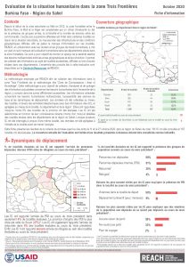 Evaluation de la situation humanitaire dans la zone Trois Frontières, région Sahel (Burkina Faso), factsheet – Octobre 2020
