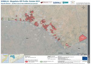 REACH SOM Map Mogadishu IDP Profile Daynile Settlement Surfacearea per Person 05NOV2015 A3