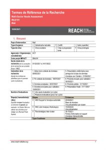 REACH MSNA 2021 Termes de référence