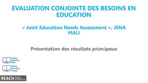 REACH Mali - JENA - Présentation des résultats principaux - Mai 2022
