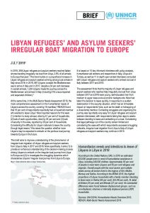 Libyan refugees and asylum seekers irregular boat migration to Europe in 2018 July 2019