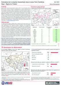 Evaluation de la situation humanitaire dans la zone Trois Frontières, Région de Tillabéri (Niger), factsheet – Avril 2021
