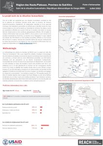 Suivi de la situation humanitaire dans la région des Hauts-Plateaux, Sud-Kivu, juillet 2022