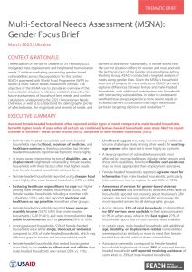 2022 MSNA Gender Focus Brief, Ukraine, April 2023