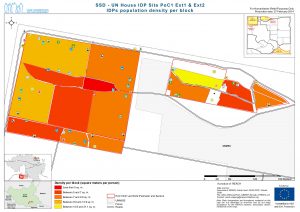SSD - UN House IDP Site PoC1 Ext1 & Ext2 IDPs population density per block