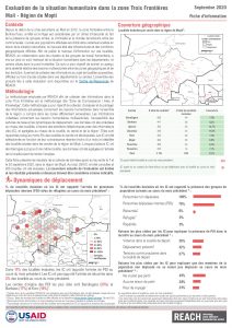 Evaluation de la situation humanitaire dans la zone Trois Frontières, région de Mopti (Mali), factsheet – Septembre 2020