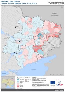 UKR Map East Ukraine Change Of Registered IDPs 05 JULY 2018 A4