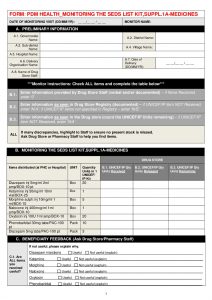 IMPACT - UNICEF Third-Party Monitoring - SEDSL PDM Form, Supplement 1a: Medicines