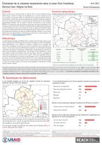 Evaluation de la situation humanitaire dans la zone Trois Frontières, région du Nord (Burkina Faso), factsheet– Avril 2021