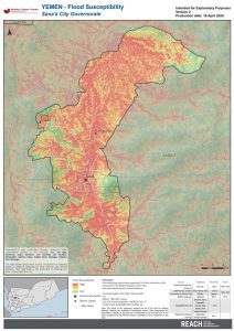 REACH YEM MAP Sana'a City HVA FloodSusceptibility 16APR2020 A4 V2