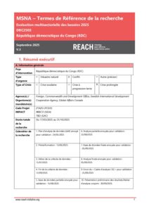 REACH RDC MSNA Termes de Référence 2025