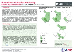 Humanitarian situation monitoring in hard-to-reach areas, Situation overview, Central Equatoria State, April-August 2021