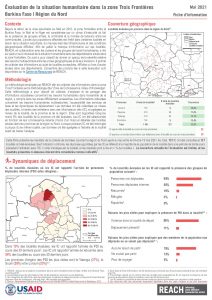 Evaluation de la situation humanitaire dans la zone Trois Frontières, Région du Nord (Burkina Faso), factsheet – Mai 2021
