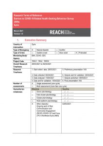 Terms of Reference - Barriers to COVID-19 Related Health Seeking Behaviour Survey, March 2021