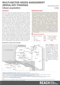 2021 Libyan Population Multi-Sector Needs Assessment (MSNA), Sectoral Factsheets