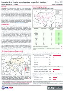 Evaluation de la situation humanitaire dans la zone Trois Frontières, région de Tillabéri (Niger), factsheet - Octobre 2020
