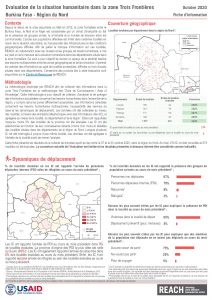 Evaluation de la situation humanitaire dans la zone Trois Frontières, région du Nord (Burkina Faso), factsheet – Octobre 2020