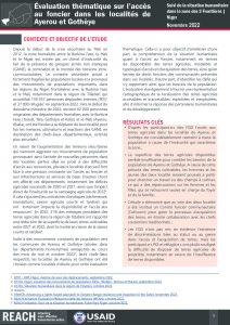 REACH Niger - Evaluation thématique sur l'accès au foncier dans les localité de Ayerou et Gothèye_nov2022