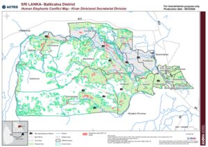 Area Based Risk Assessment Map Sri Lanka Kiran Human-elephant conflict March 2024