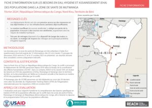 Evaluation Eau, Hygiène et Assainissement dans la zone de santé de Mutwanga, Octobre 2023