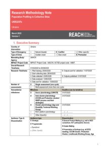REACH Ukraine, Methodology Note, Population Profiling in Collective Sites March 2025