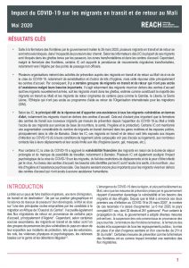 Brief sur l'impact du COVID 19 sur les migrants en transit et de retour au Mali, mai 2020