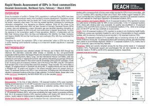 Rapid Needs Assessment of IDPs in Host Communities in Hasakeh Governorate, Northeast Syria, March 2020