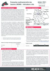 Evaluation multisectorielle des besoins (MSNA) 2021) : Indicateurs clés - Centre-Ouest - Burkina Faso