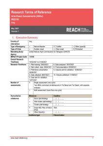 REACH Iraq - Sinjar District Area Based Assessment - Terms of Reference May 2021