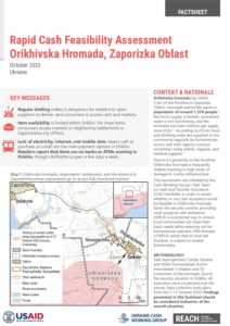 REACH Ukraine Rapid Cash Feasibility Study of Orikhiv (October 2023)