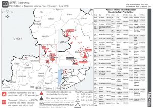 SYR_Map_Informal Sites Northwest Syria_Priority Needs by Sector_June2018