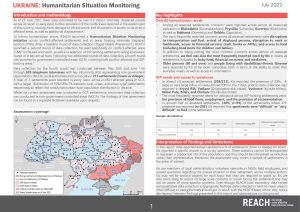 REACH Ukraine Humanitarian Situation Monitoring Factsheet Round 4A July 2022