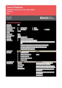 REACH SYRIA - Terms of Reference - Humanitarian Situation Overview in Syria - Version 5 - May 2020