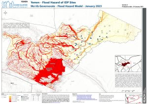 Flood Hazard of IDP Sites - Ma'rib Governorate - Flood Hazard Model - January 2023