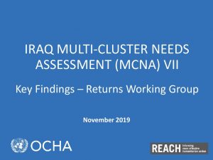 Multi-Cluster Needs Assessment (MCNA) VII Durable Solutions presentation, Iraq - November 2019