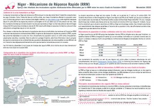 Aperçu des résultats des évaluations rapides multisectorielles effectuées par le Mécanisme de Réponse Rapide (RRM), Niger – Août-Octobre 2020